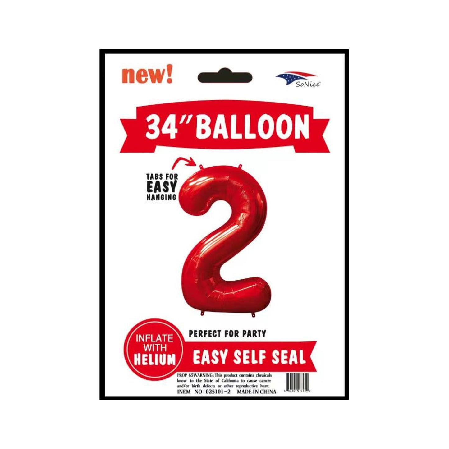 34" Balloon Number 2 Red