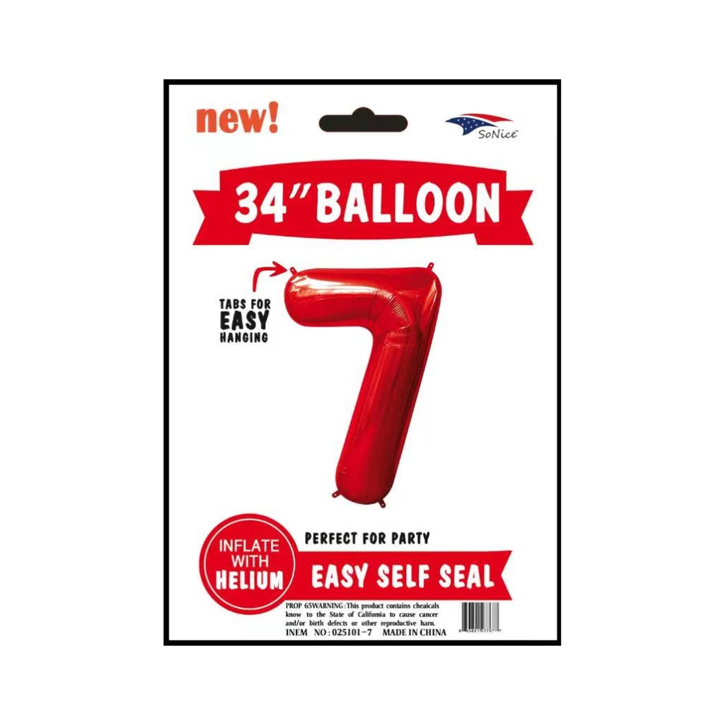 34" Balloon Number 7 Red