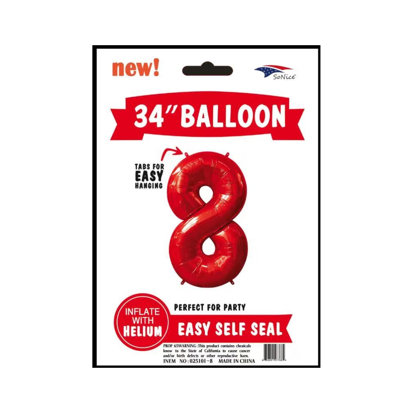 34" Balloon Number 8 Red