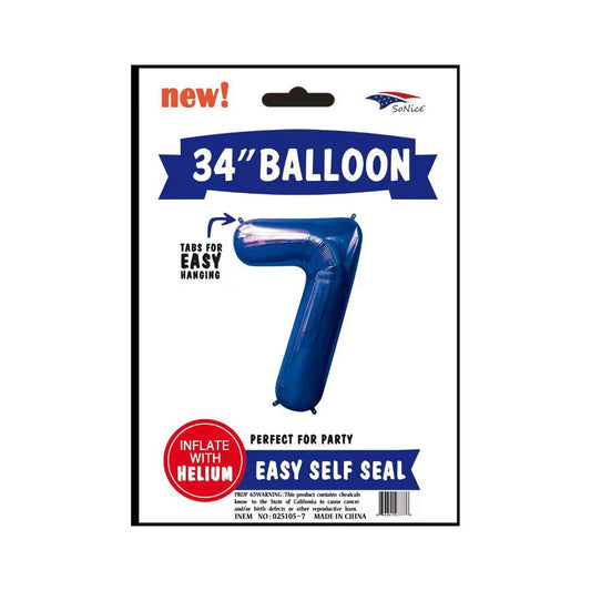 34" Balloon Number 7 Royal Blue