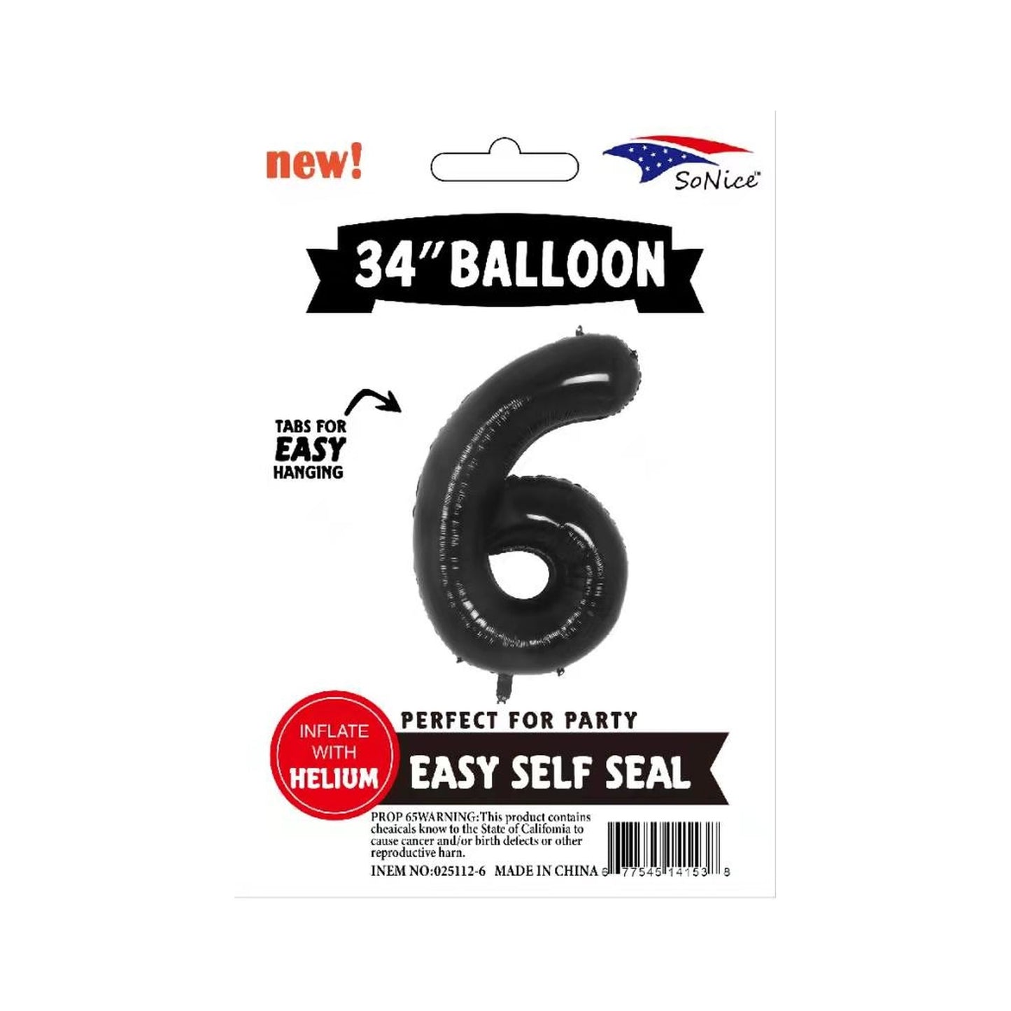 34"Foil Balloon Black 6