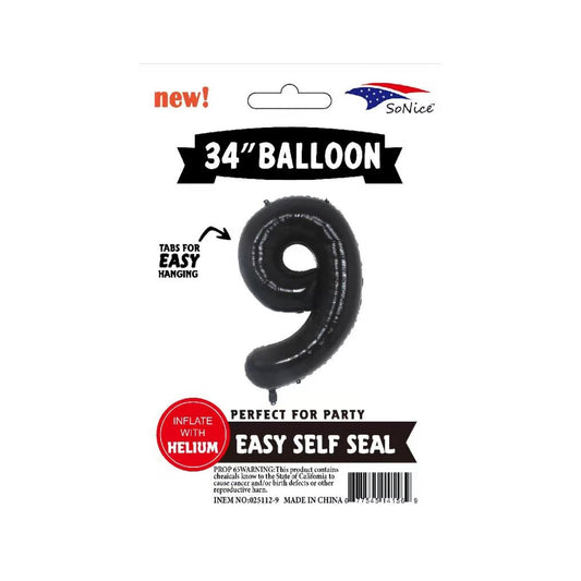 34"Foil Balloon Black 9