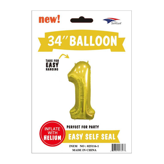 34" Balloon Number 1 Gold