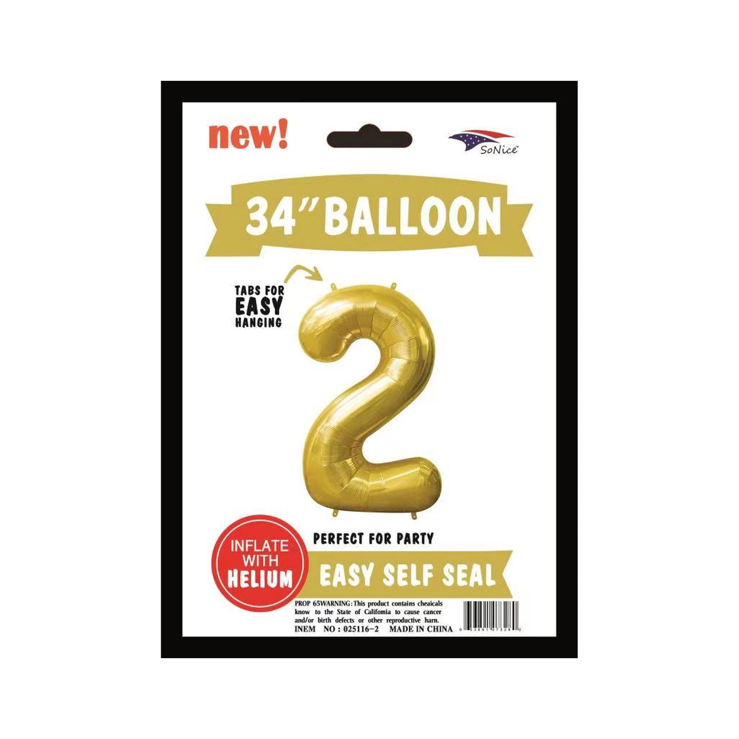 34" Balloon Number 2 Gold