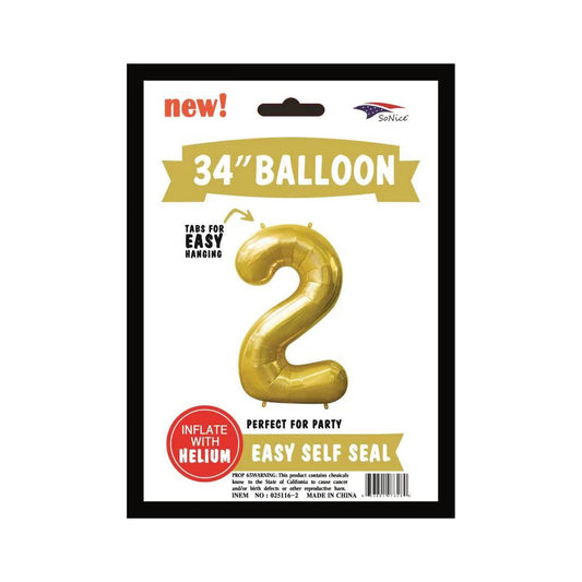 34" Balloon Number 2 Gold