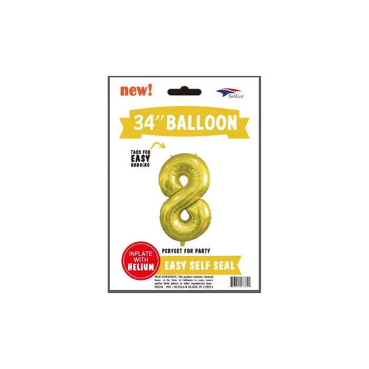 34" Balloon Number 8 Gold