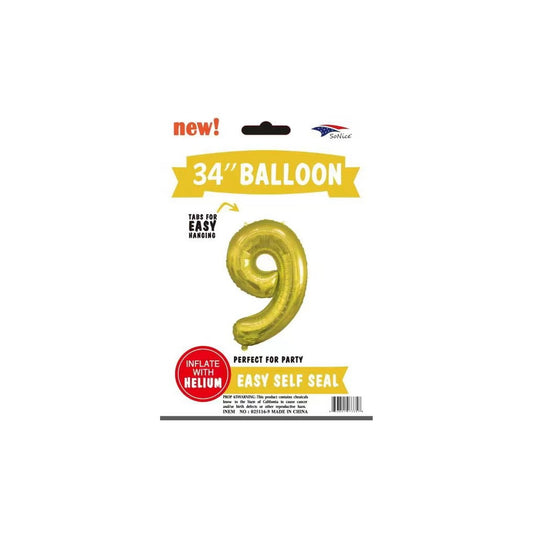 34" Balloon Number 9 Gold