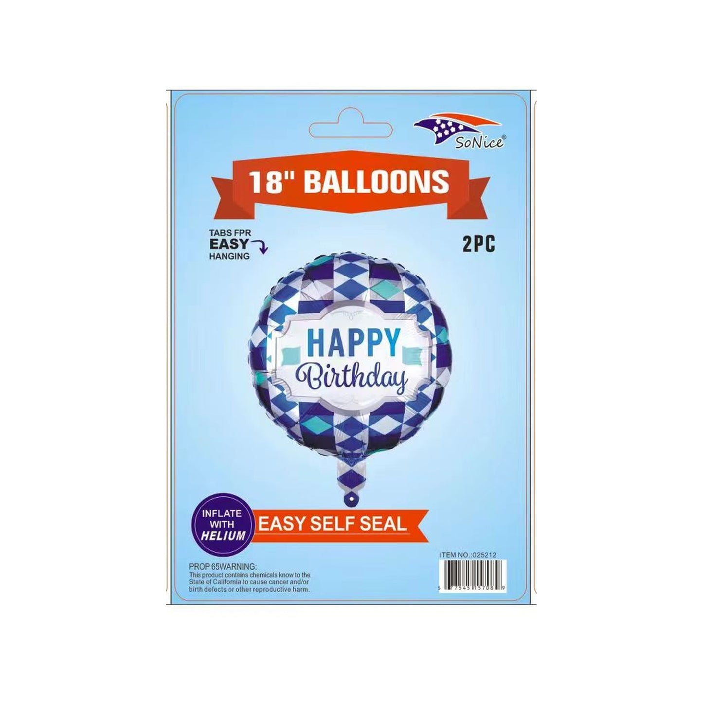 18" Balloon Happy Birthday Diamond 2 pcs 600Pk/Cs