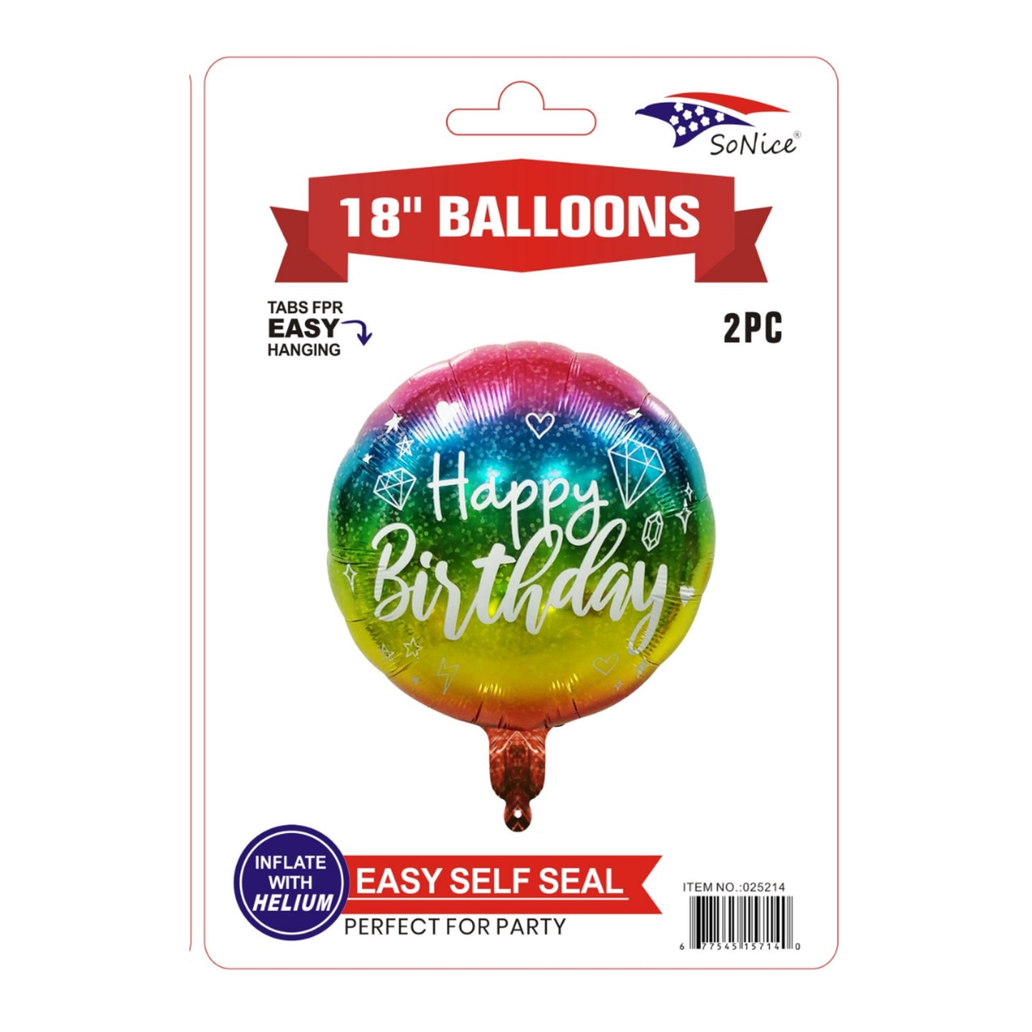 2Pcs Mylar Balloon Happy Birthday