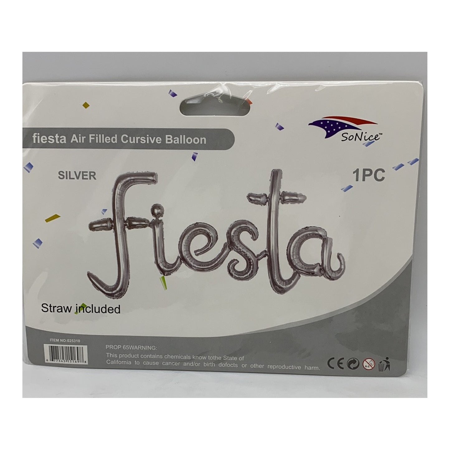 Cursive Balloon Fiesta Silver