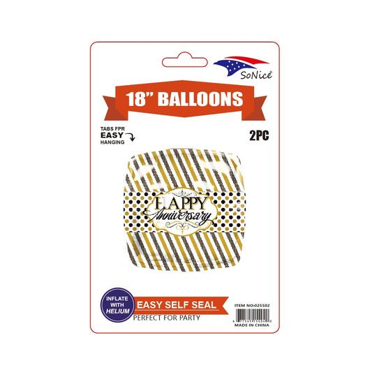 Balloon 2Pc Happy Anniversiry 600Pk/Cs