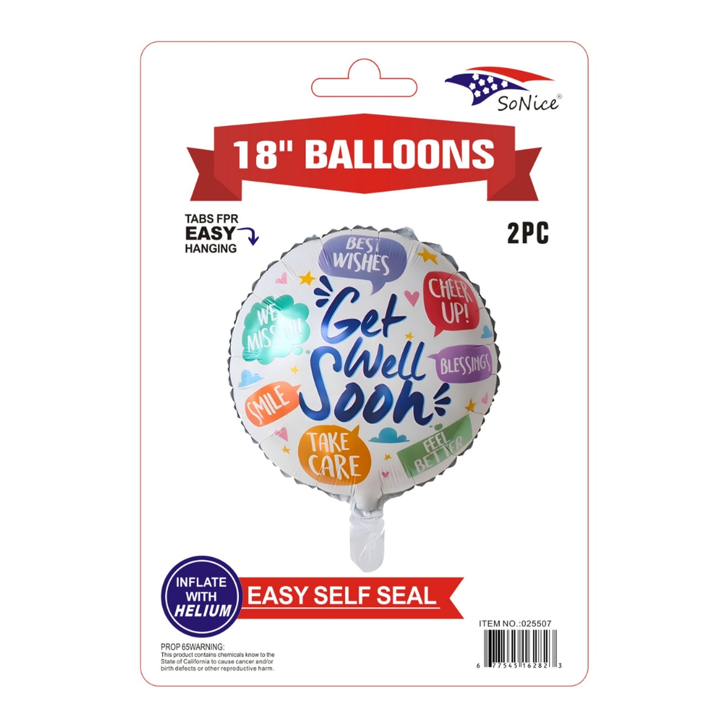 2Pc M/Balloon Get Well Soon