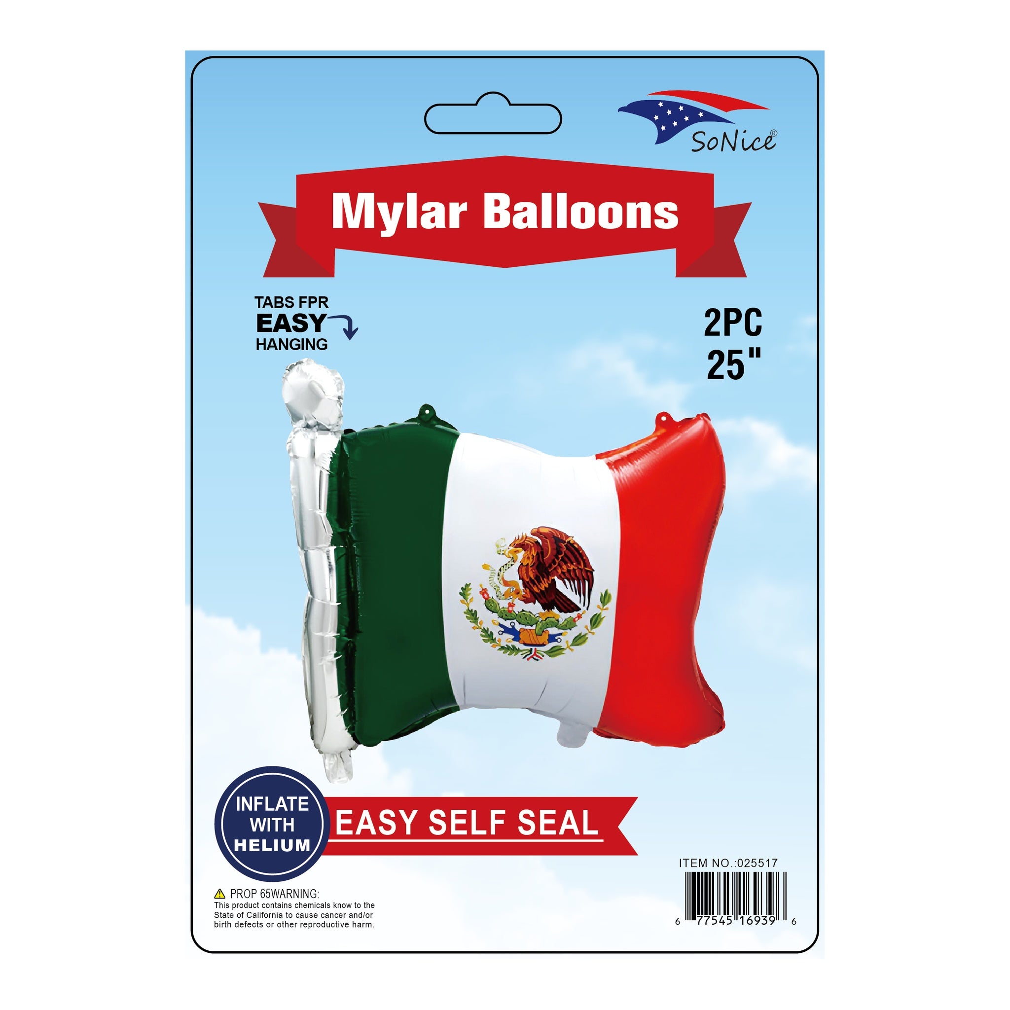 Mylar Balloon 2 Pc Mx Flag 600Pk/Cs