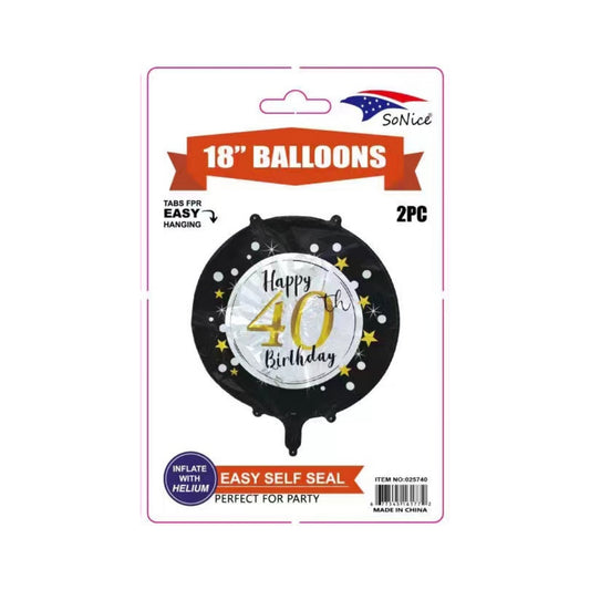 2Pc M/Balloon Happy Birthday 40