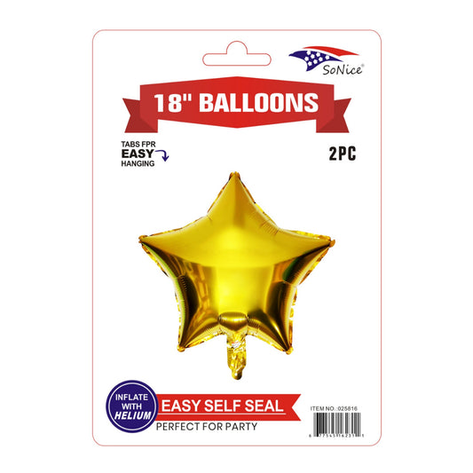 2Pc M/Balloon Star Gold