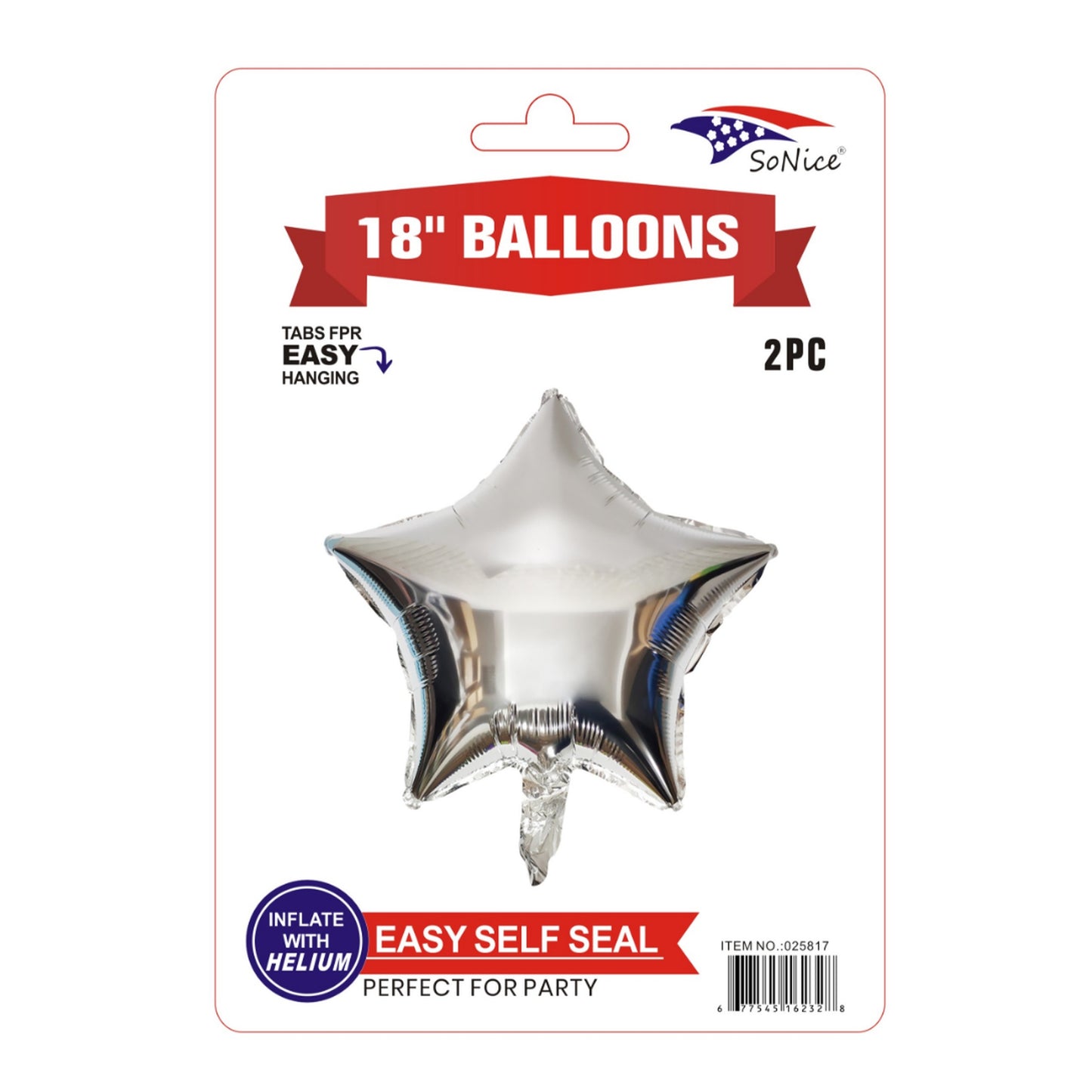 2Pc M/Balloon Star Silver