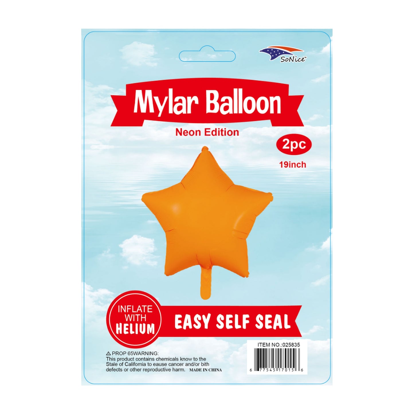 2Pcs Star Balloons Neon Orange