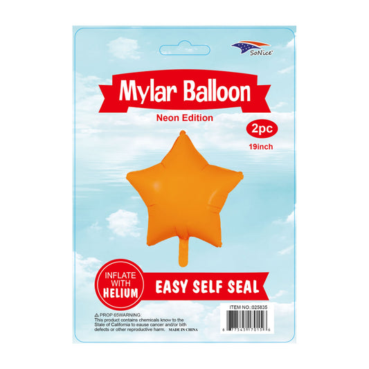 2Pcs Star Balloons Neon Orange