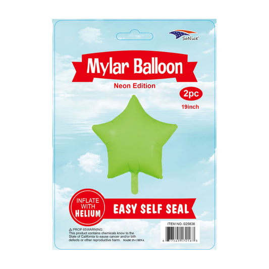 Mylar Balloon 2Pcs Neon Green 600Pk/Cs