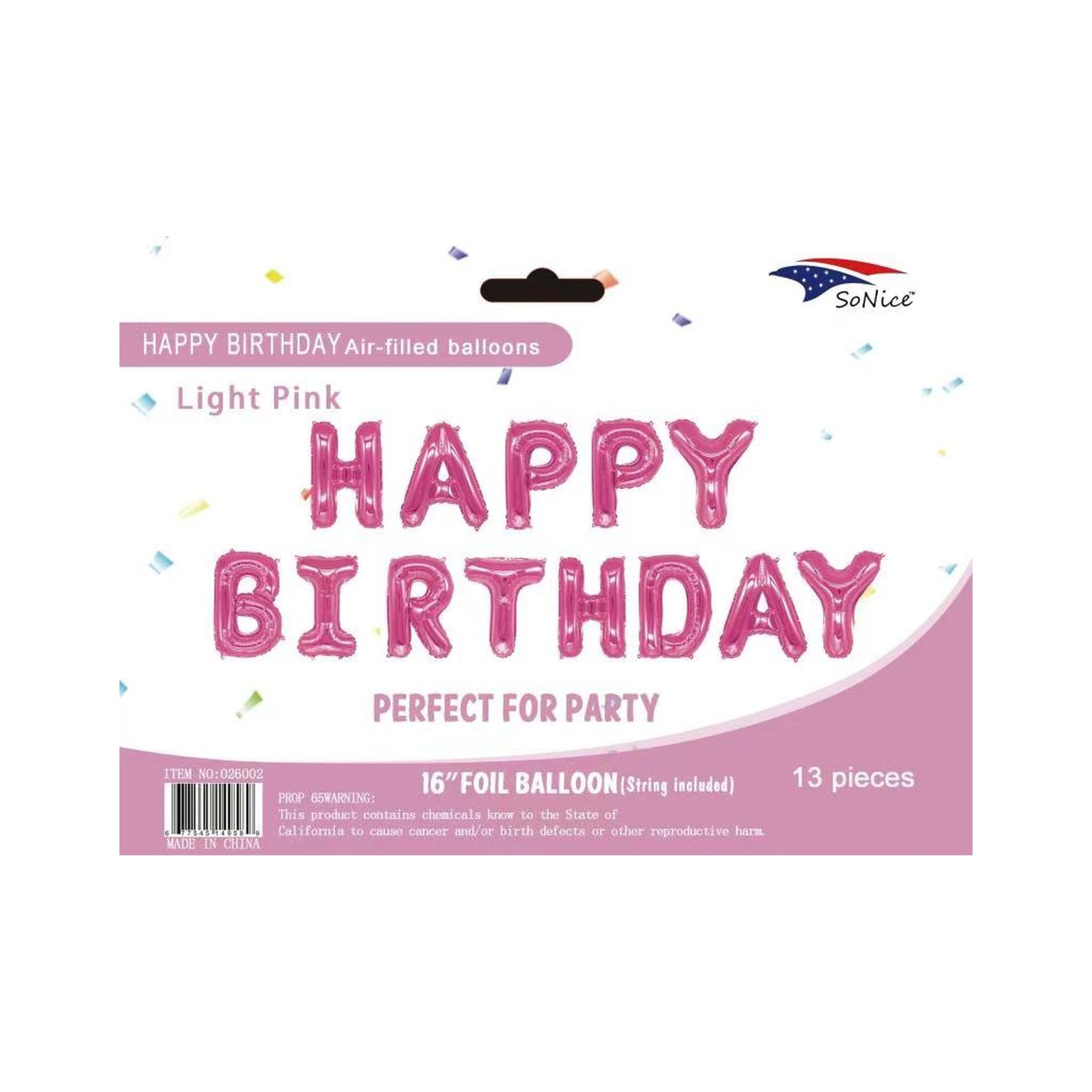 Mylar Banner Happy Birthday Lt Pink