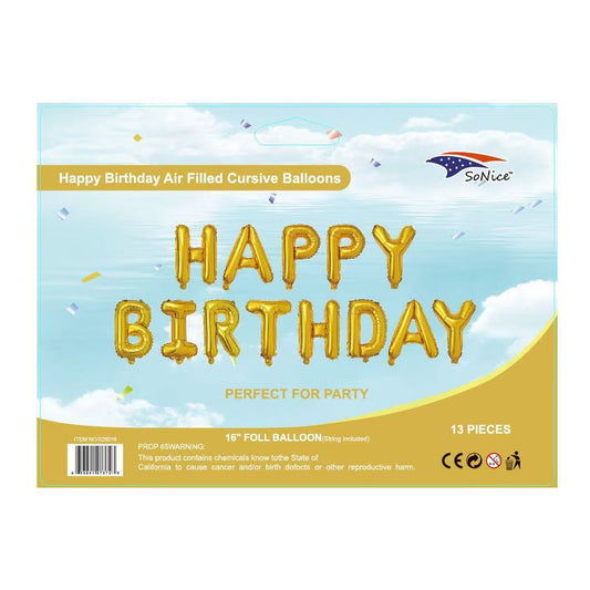 16"Foil Balloon Happy Birthday Setgold 120Set/Cs