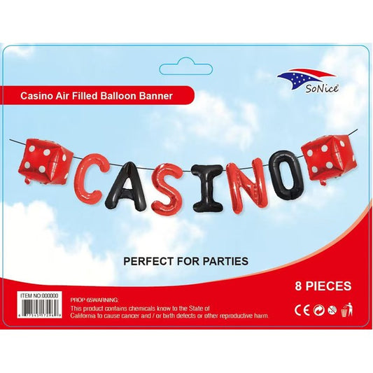 Casino air-filled balloon banner, 8-piece set