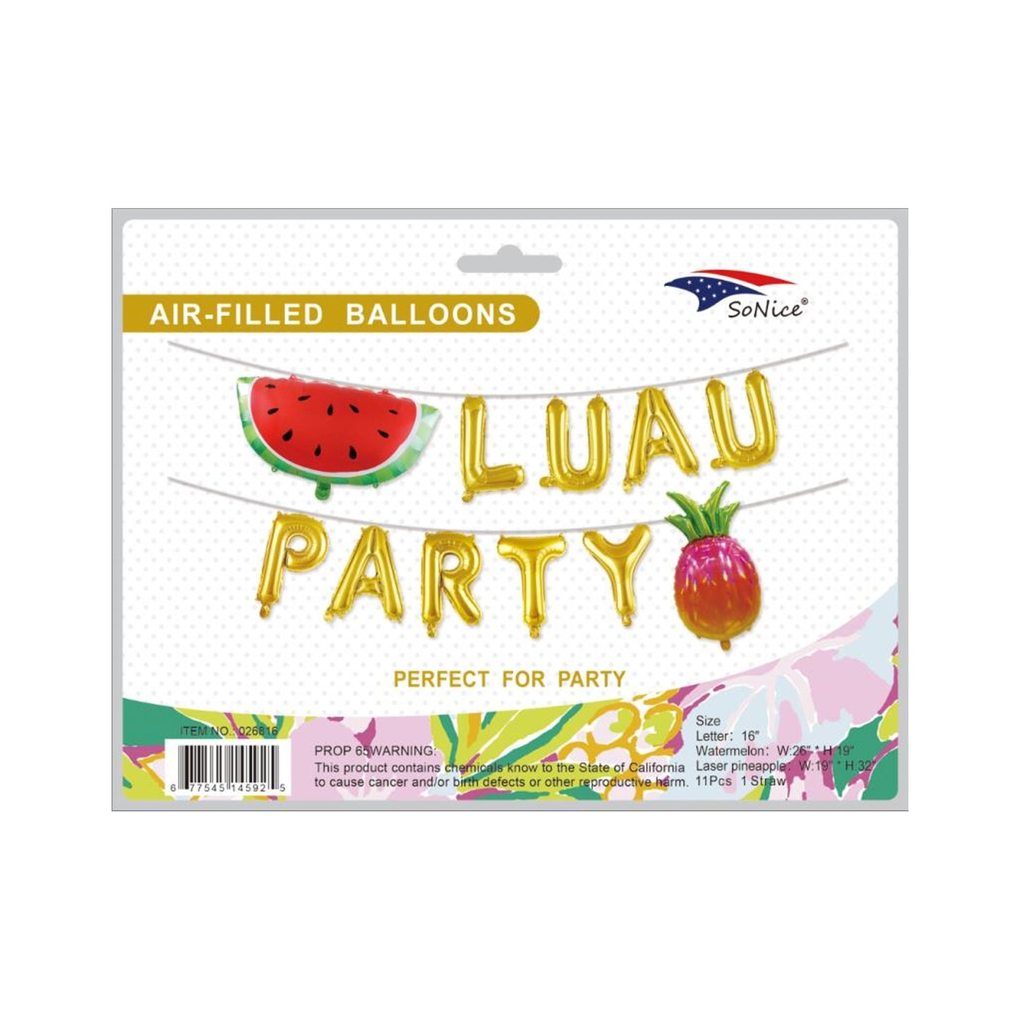 Foil Balloon Set Luau Party 120 Set/Cs