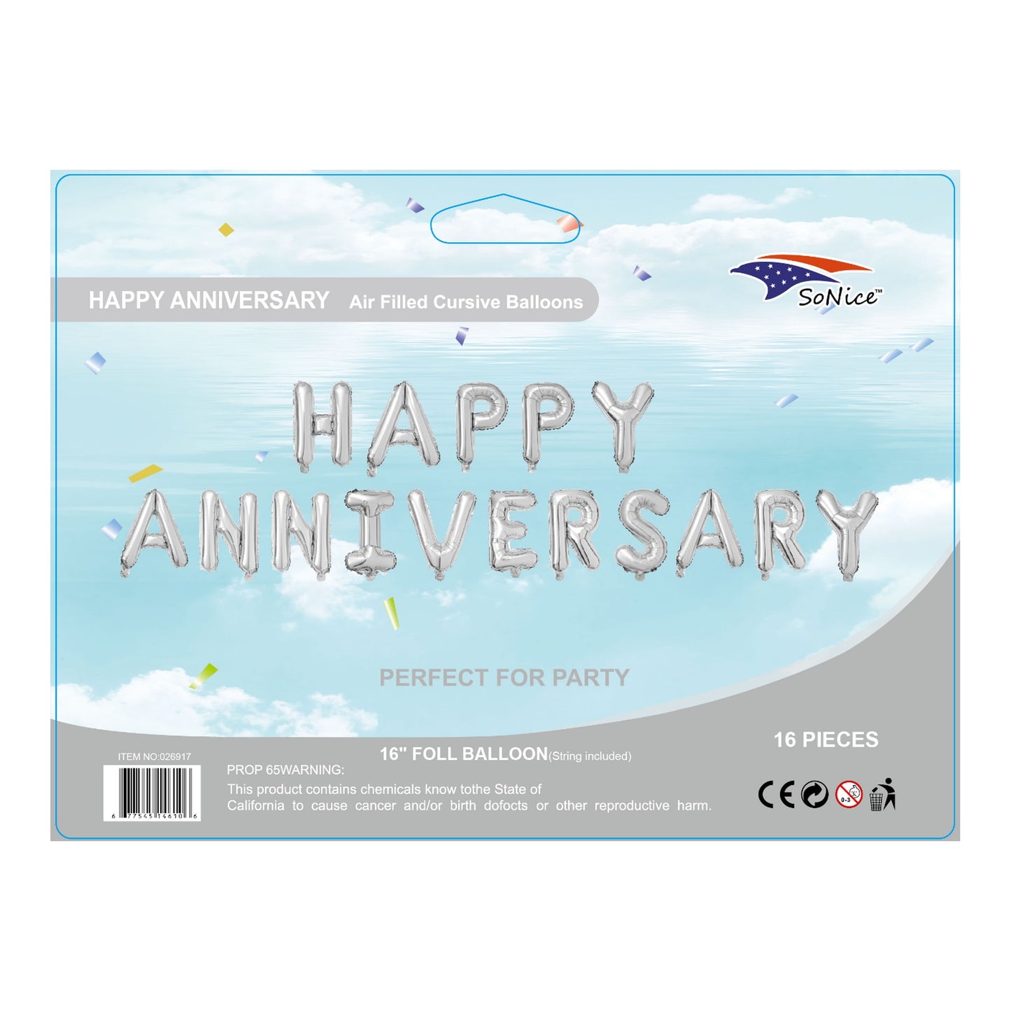 Balloon 'H/Anniversary' Silver 120Set/Cs