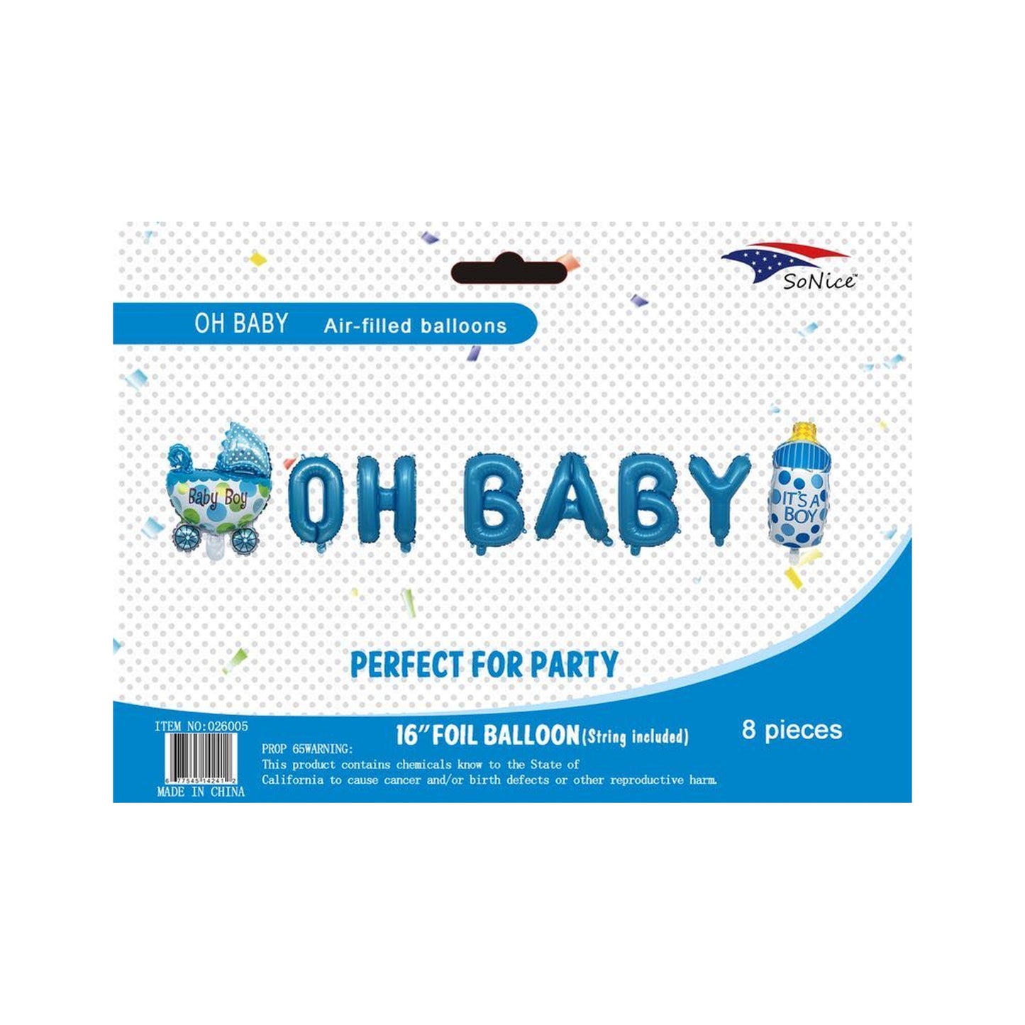 'Oh Baby' Birthday Banner Blue120Set/Cs