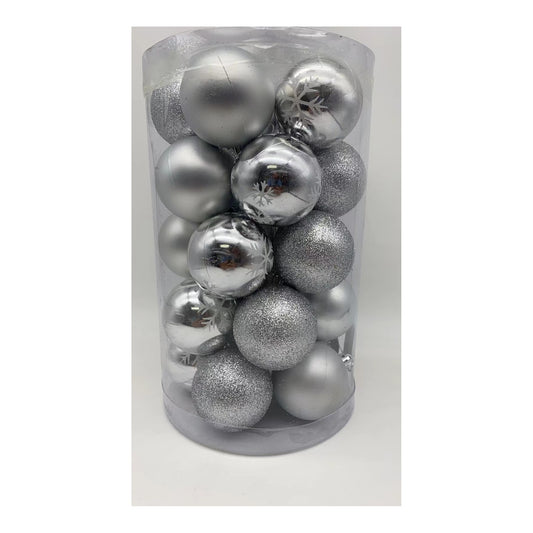 25 ct Christmas Deco Balls Silver 24Pk/Cs