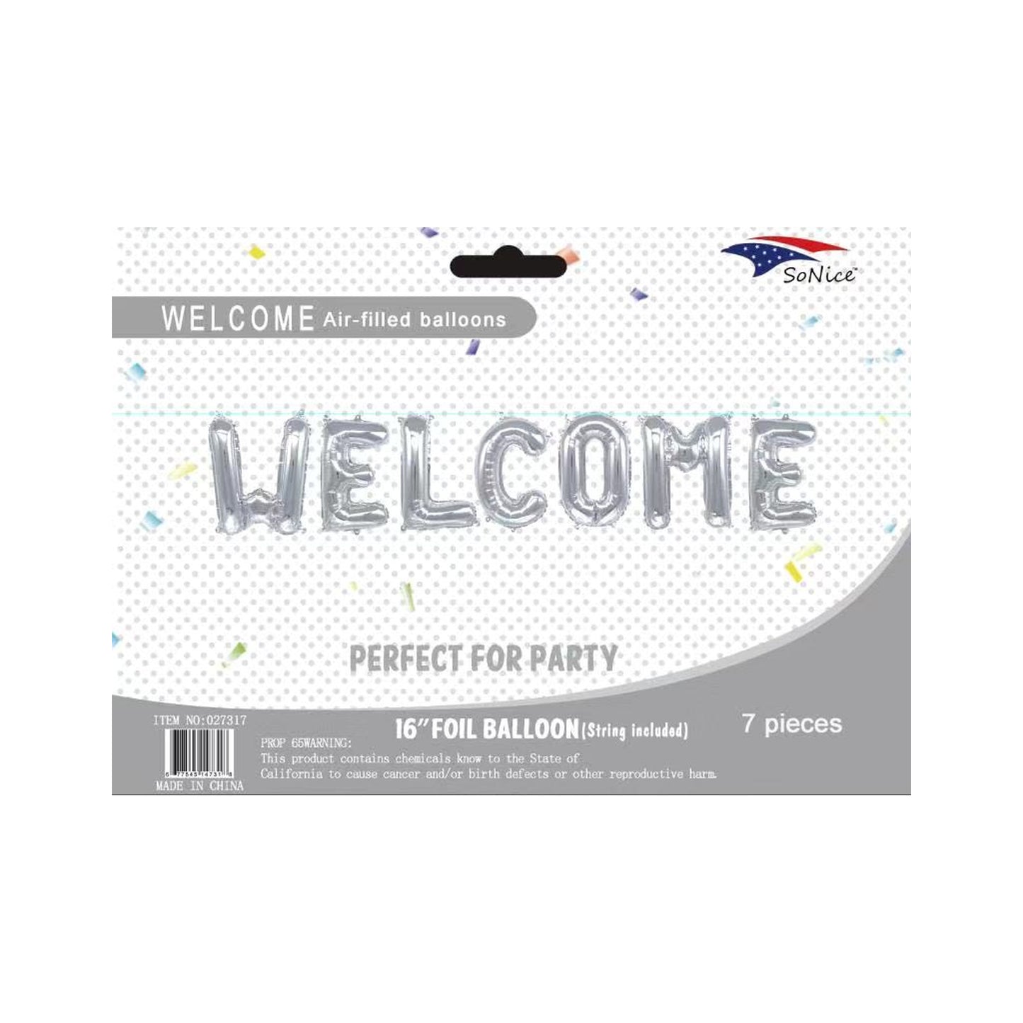 Foil Balloon Set 'Welcome' Slvd 120Set/Cs