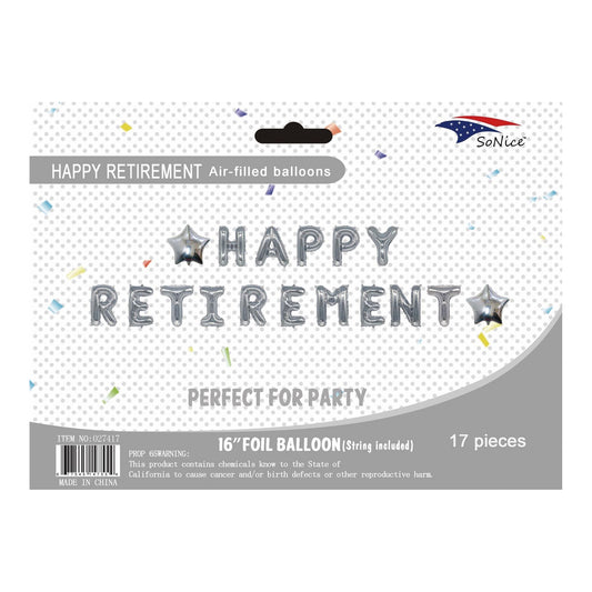 Birthday Banner H/Retirement Silver 120Set/Cs