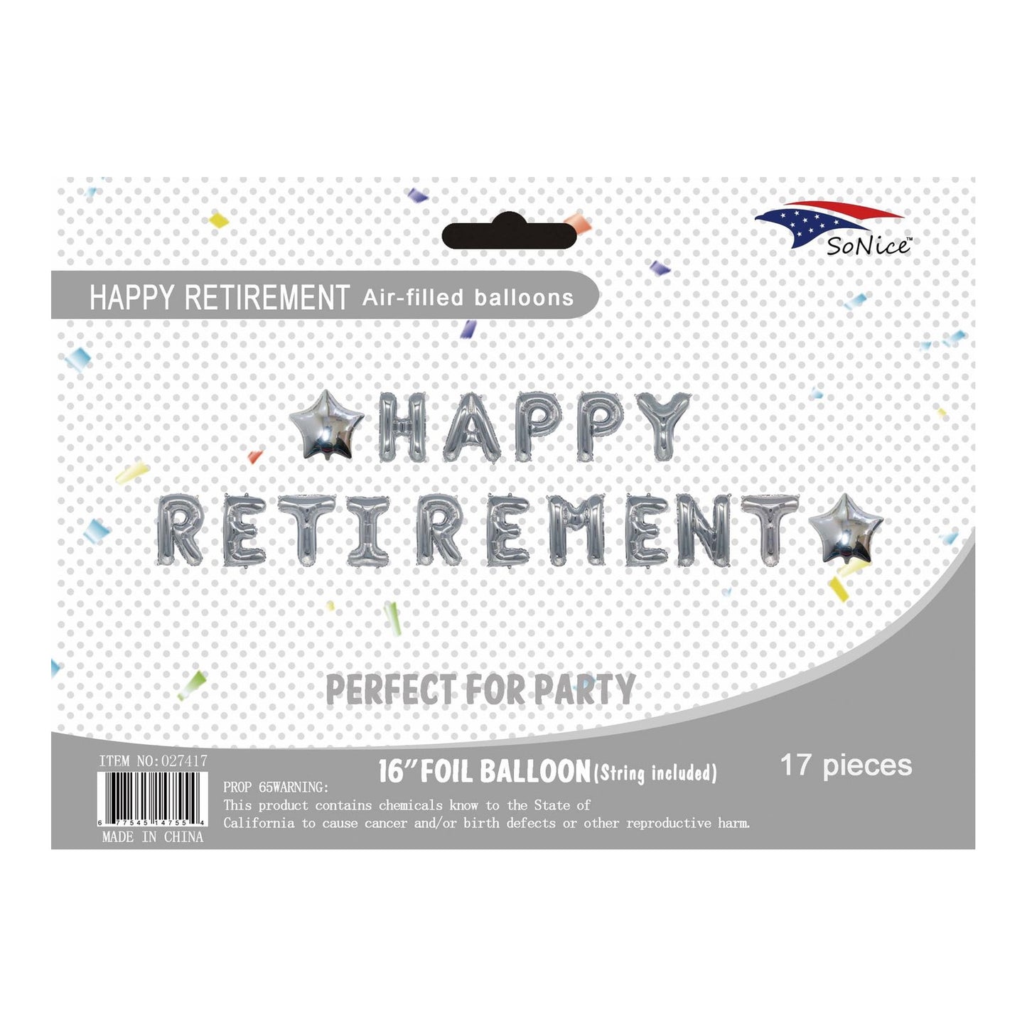 Birthday Banner H/Retirement Silver 120Set/Cs