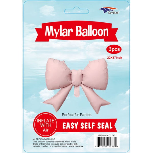 22-inch Pink Bow Balloon 3pcs