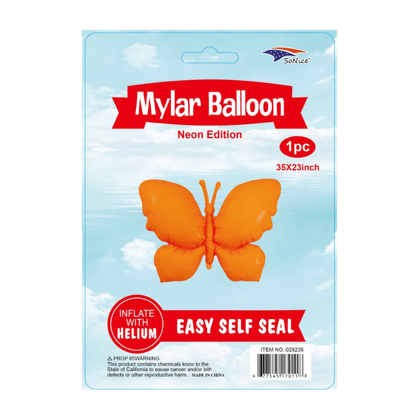 35" Balloon Butterfly Neon Orange
