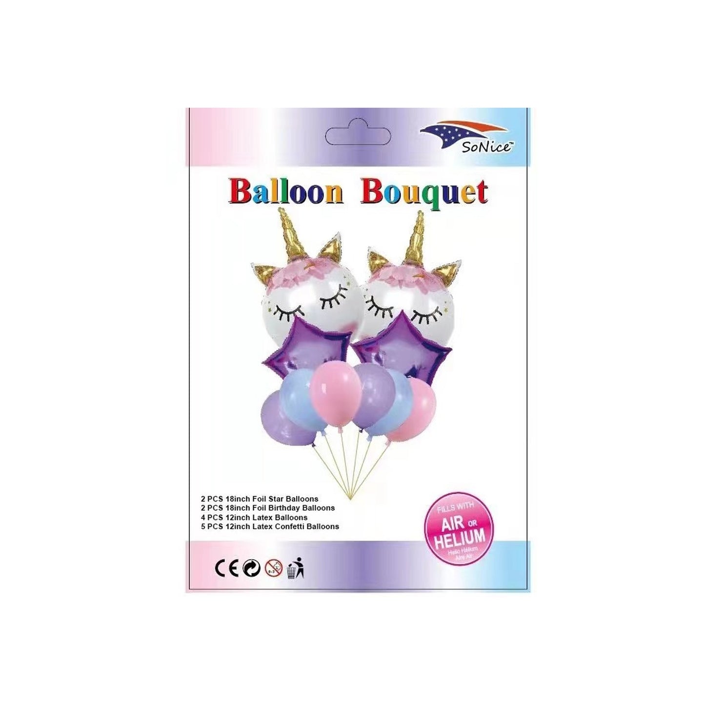 10Pcs Balloon Bouquet Unicorn 120Set/Cs
