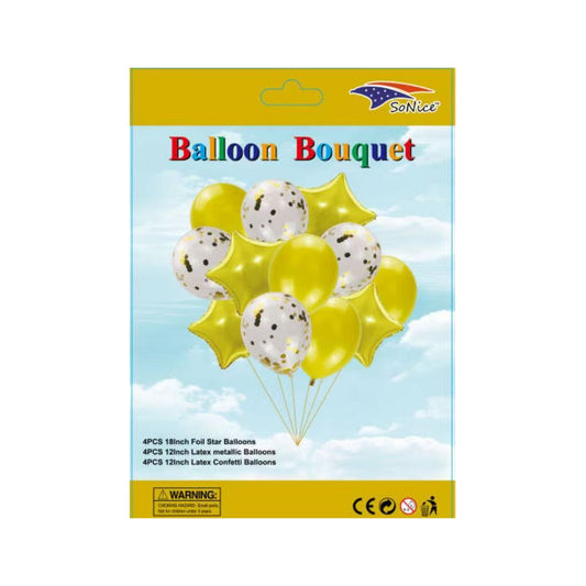12Pcs Balloon Bouquet Gold 120Set/Cs