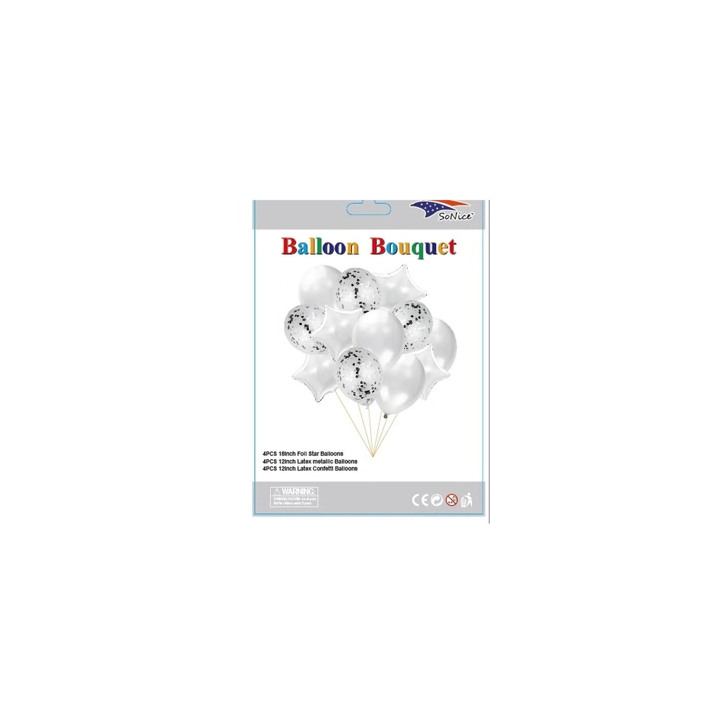 12Pcs Balloon Bouquet Silver 120Set/Cs