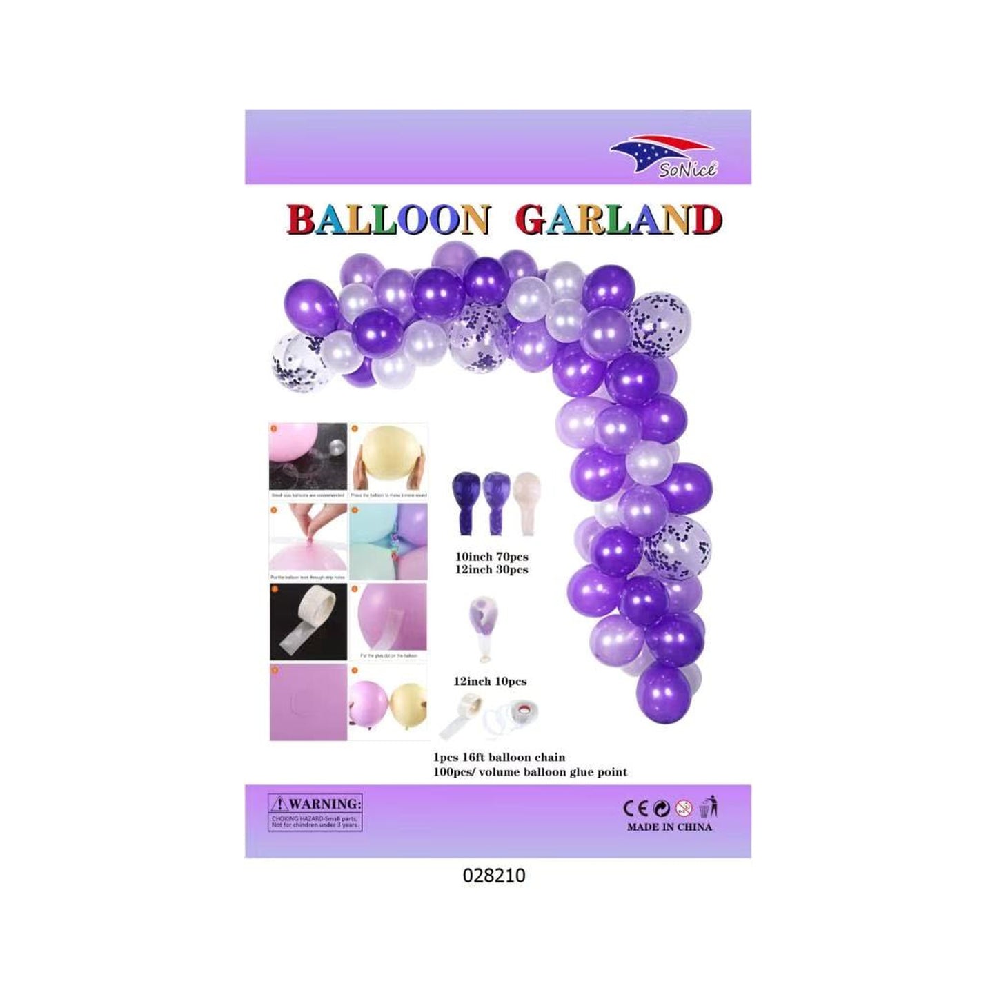 Balloon Garland Purple 60Set/Cs