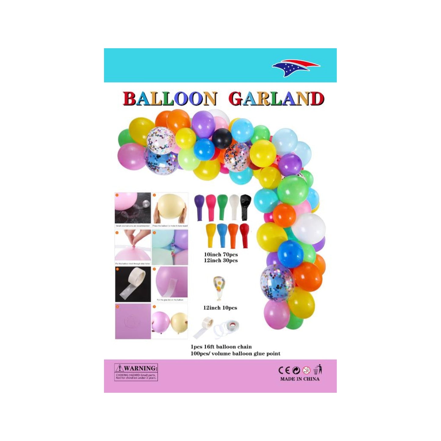 Balloon Garland Rainbow 60Set/Cs