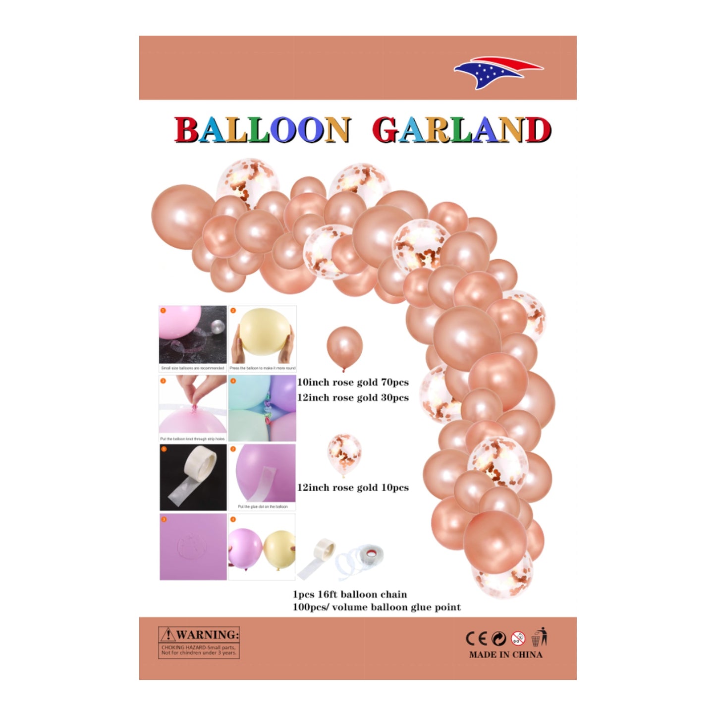 (c) Balloon Garland Rose Gold