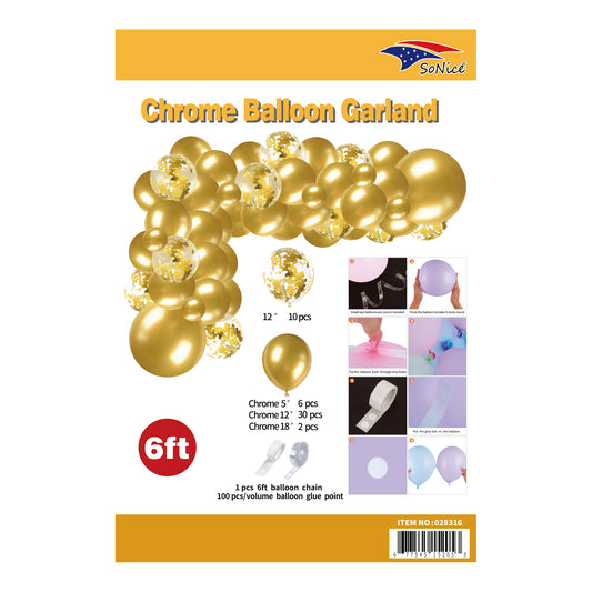 6"Chrome Balloon Garland Gold