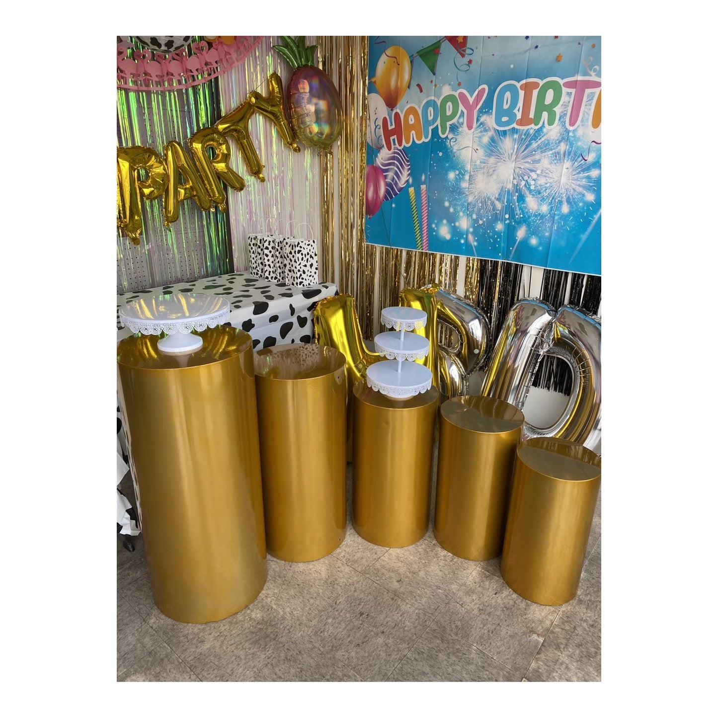 (c) 5pcs Gold Cylinder Set