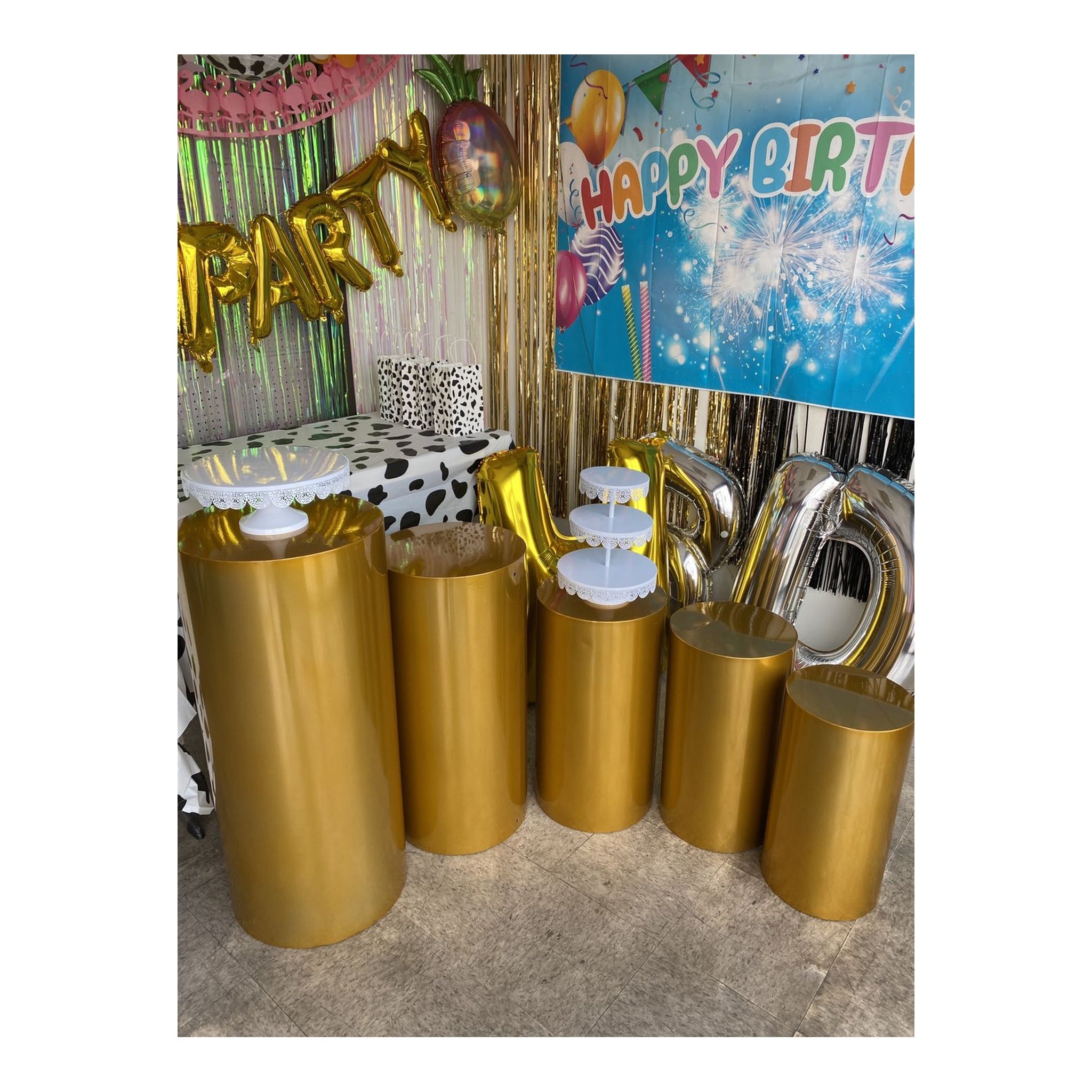 (c) 5pcs Gold Cylinder Set