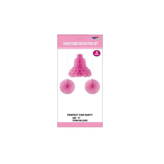 16"Honneycomb Decoration Set Light Pink 96Set/Cs