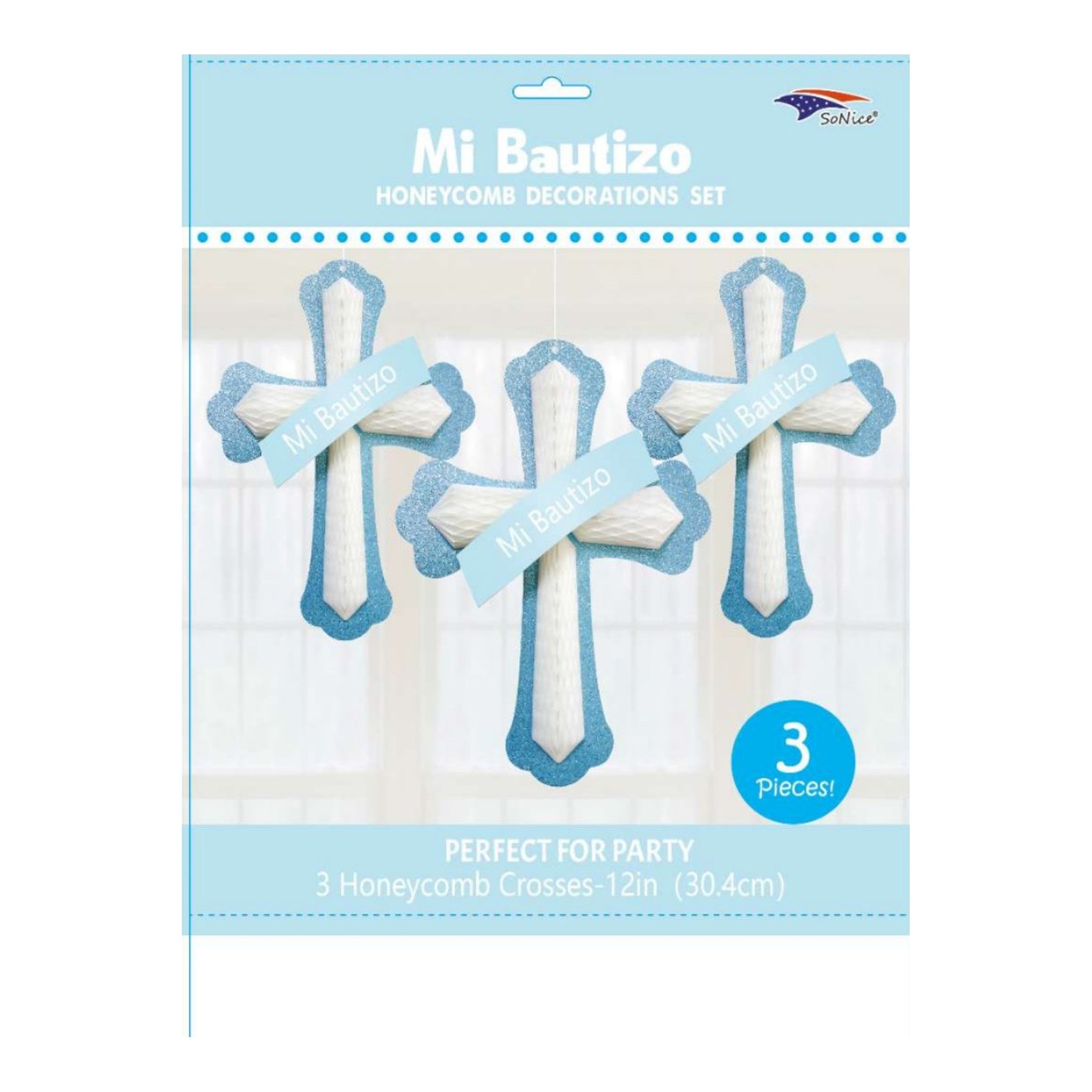 (c) 3pcs Honeycomb Cross Set Blue