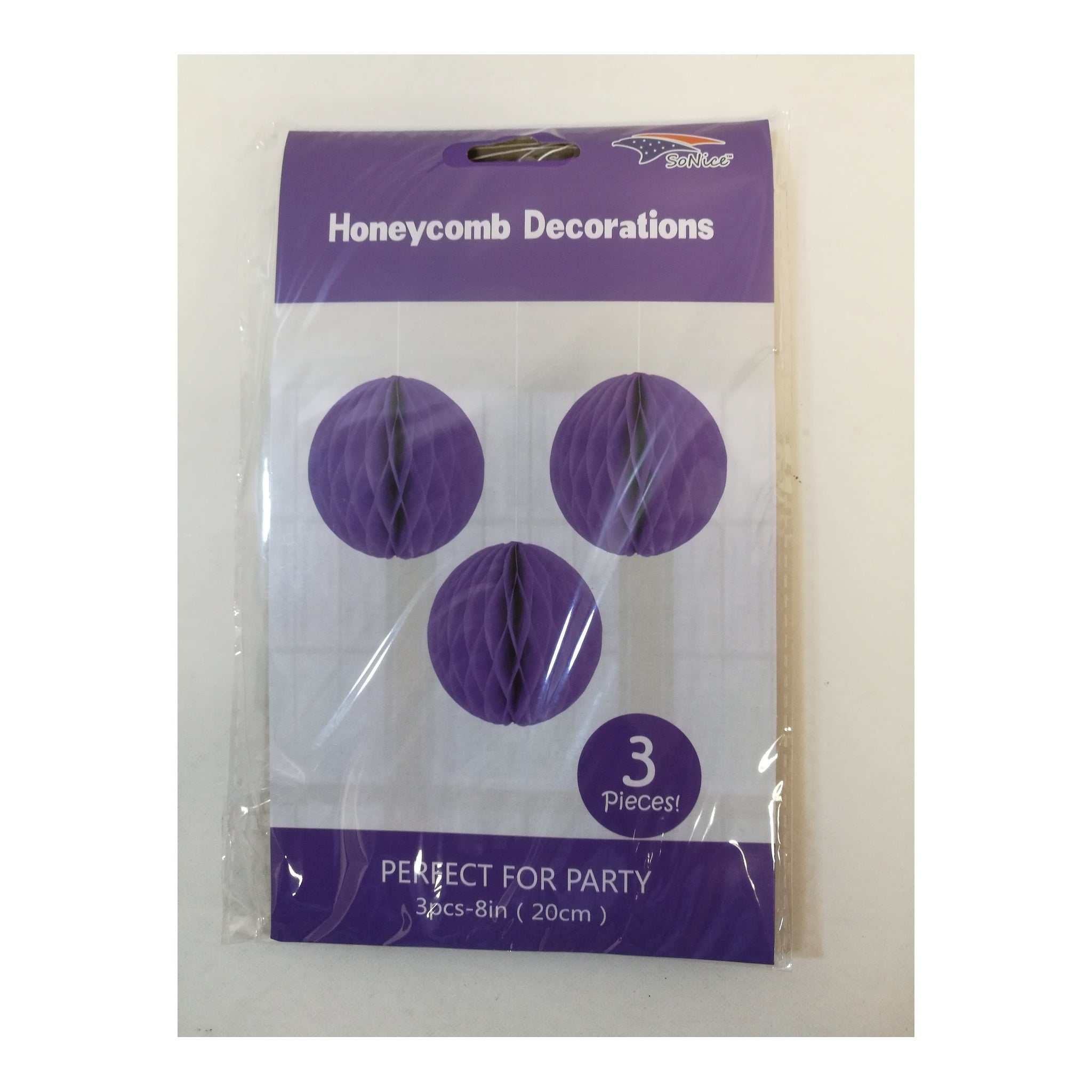 3Pcs 8"Honeycomb Purple 120Set/Cs