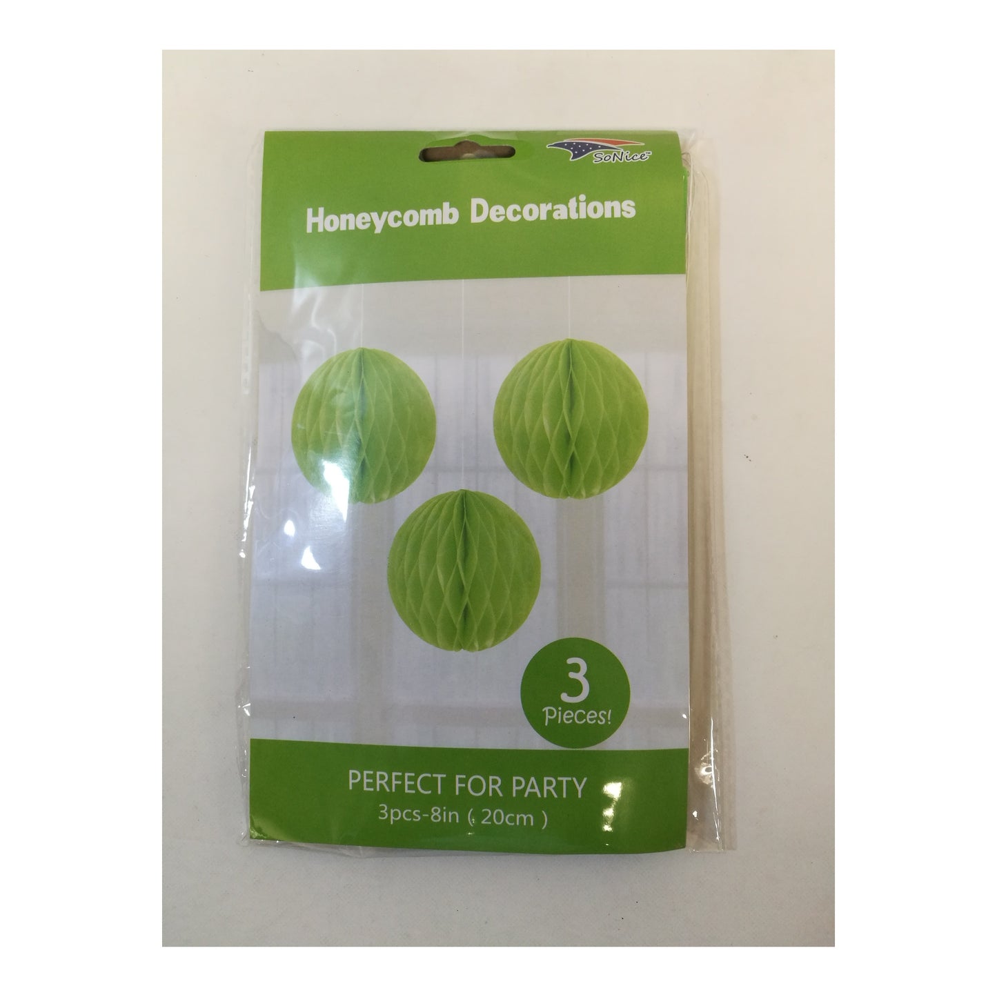 3Pcs 8"Honeycomb Lime Green 120Set/Cs
