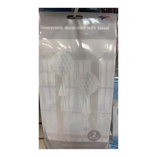 2Pcs Honeycomb+Tassel White 60Set/Cs