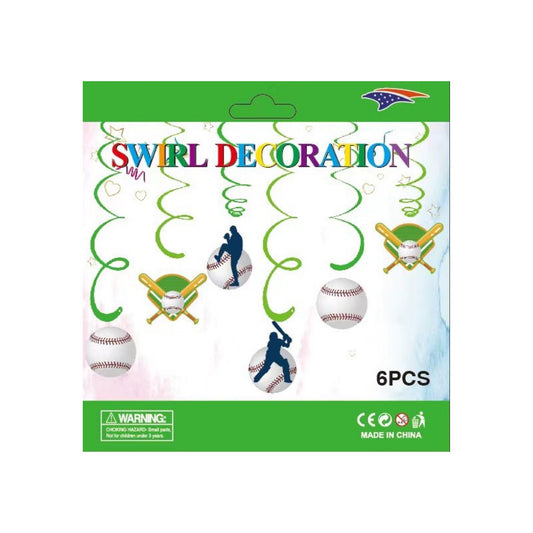 6Pc Swirls Baseball
